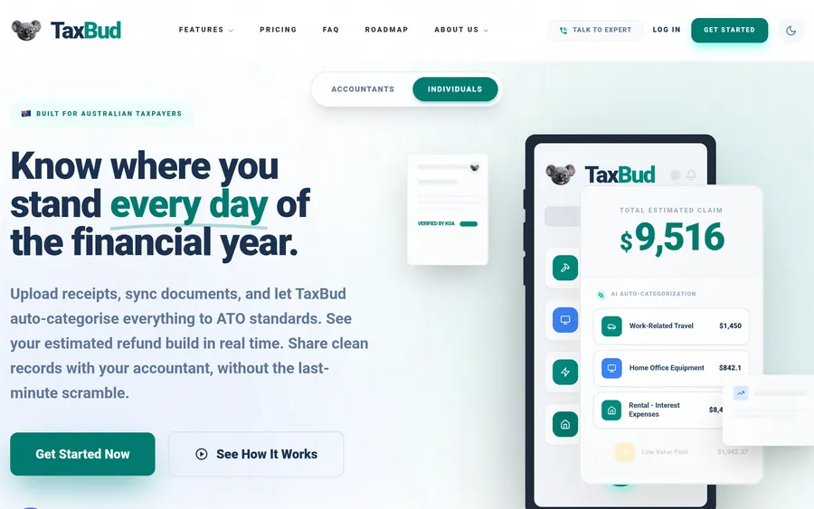 Taxbud website preview